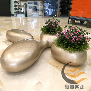 玻璃钢水滴花盆坐凳